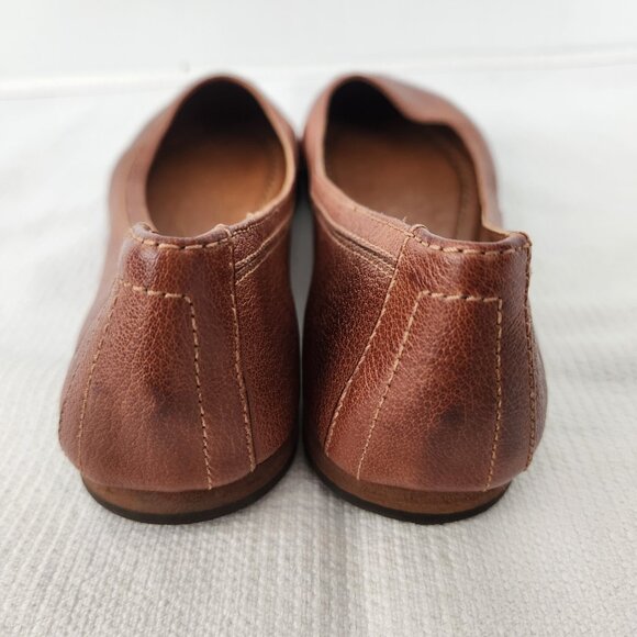 Frye Womens 9M Carson Ballet Flats Shoes Leather Cognac Slip On Round Toe Rustic - Picture 7 of 14